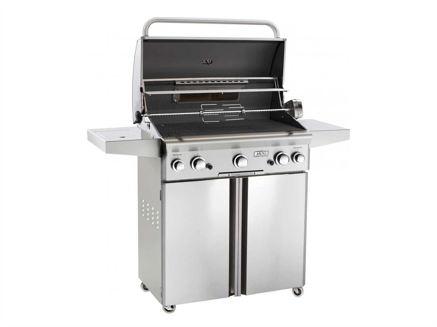 AOG L Series Portable 30'' On Cart BBQ Grill With Rotisserie Back Burner & Side Burner - Image 2