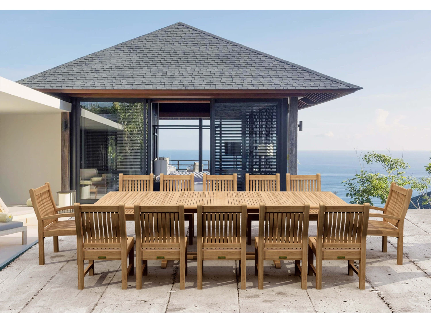 Anderson Teak Valencia Sahara 13-Piece Rectangular Dining Set