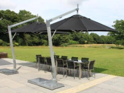Bambrella Hurricane Aluminum Side Wind Hurricane 8.5’x11.5’ Foot Rectangle Cantilever Umbrella