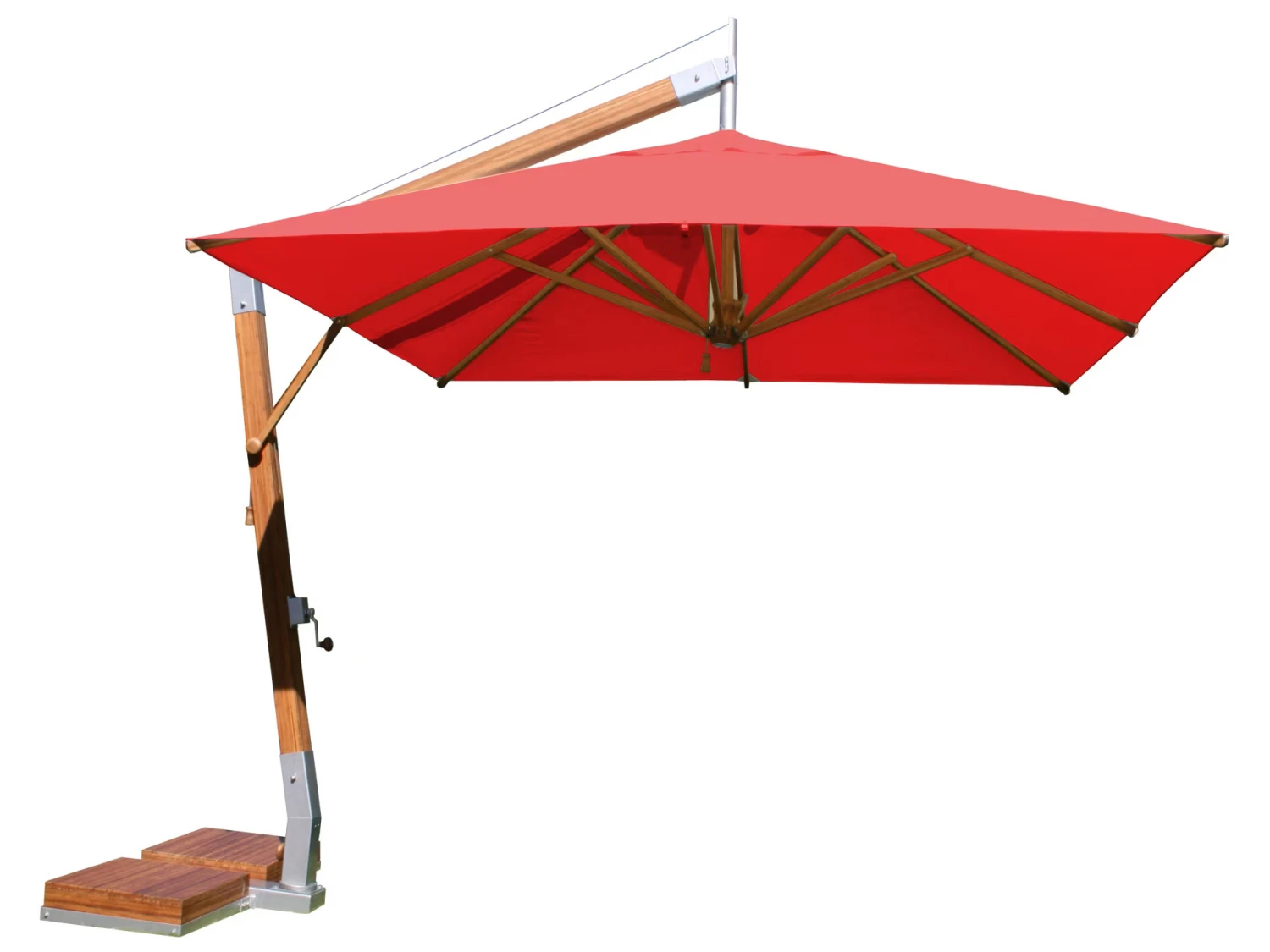 Bambrella Levante Wood 10' X 13' Rectangular Crank Lift Umbrella