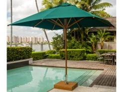 Bambrella Levante Wood 11' Square Pulley Lift Umbrella