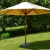 Bambrella Levante Wood 11.5' Round Pulley Lift Umbrella