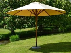Bambrella Levante Wood 11.5' Round Pulley Lift Umbrella