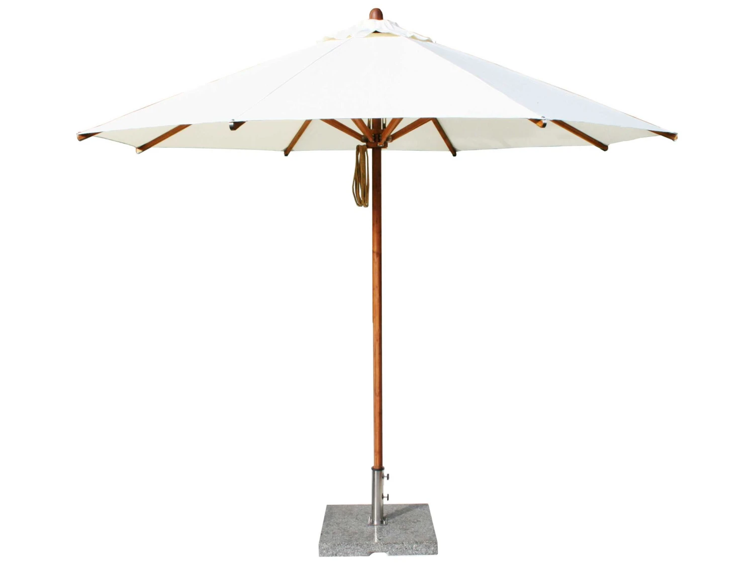 Bambrella Levante Wood 11.5' Round Pulley Lift Umbrella - Image 3