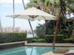 Bambrella Levante Side Wind 11.5 Round Crank Lift Manual Tilt Cantilever Umbrella