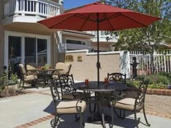 California Umbrella Quick Ship Casa Series 9 Foot Octagon Market Aluminum Umbrella With Crank Lift System