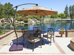 California Umbrella Quick Ship Bayside Series 9 Foot Octagon Cantilever Aluminum Umbrella With Crank Lift System