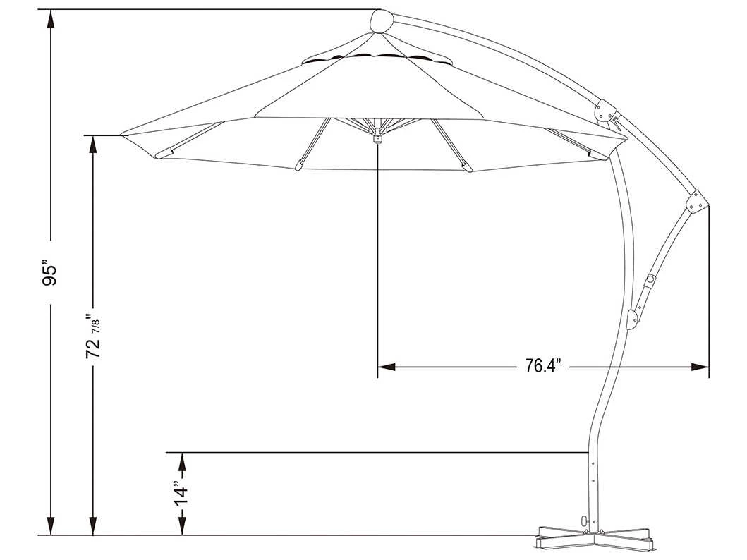 California Umbrella Custom Bayside Series 9 Foot Octagon Cantilever Aluminum Umbrella With Crank Lift System - Image 17