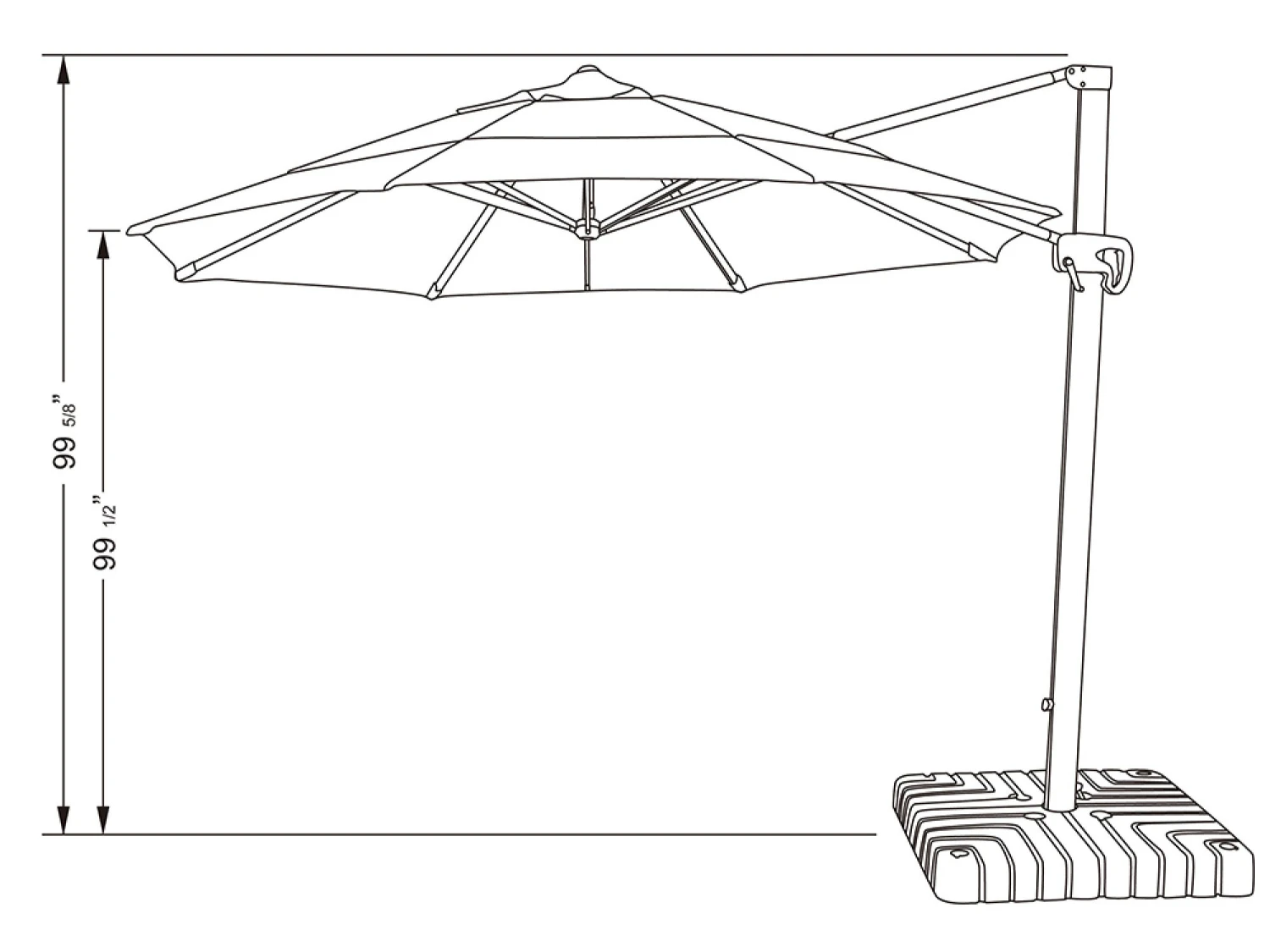 California Umbrella Quick Ship Cali Series 11 Foot Octagon Cantilever Aluminum Umbrella With Crank Lift System - Image 12