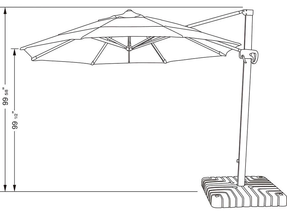 California Umbrella Quick Ship Cali Series 11 Foot Octagon Cantilever Aluminum Umbrella With Crank Lift System - Image 19
