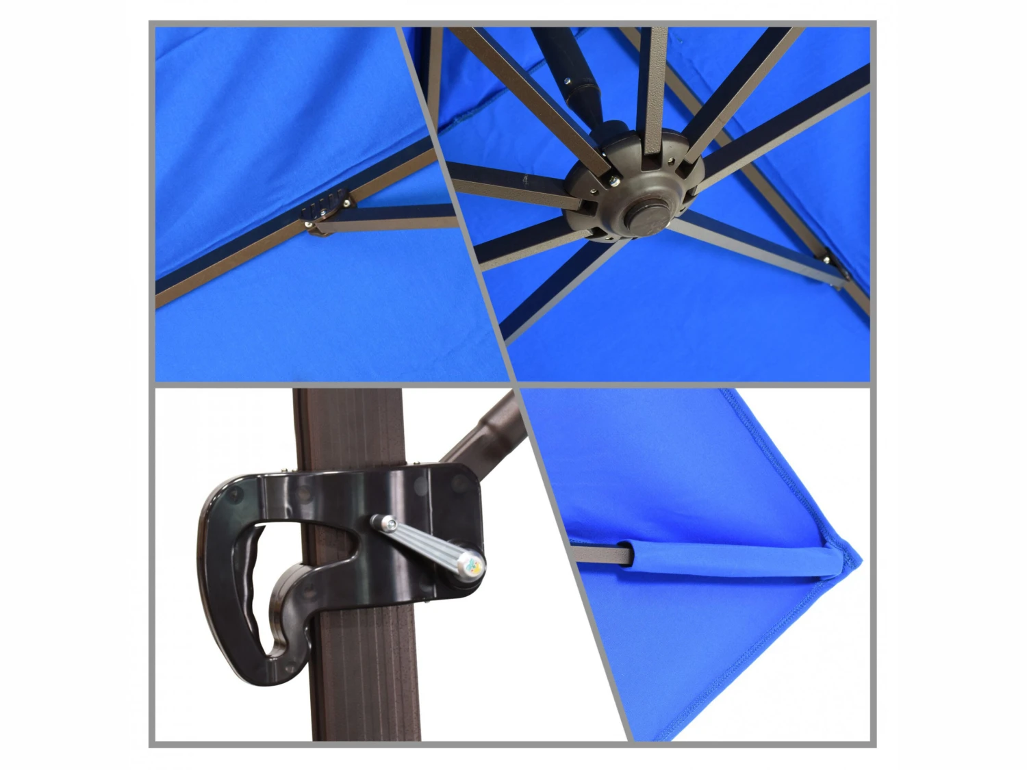 California Umbrella Quick Ship Cali Series 11 Foot Octagon Cantilever Aluminum Umbrella With Crank Lift System - Image 4