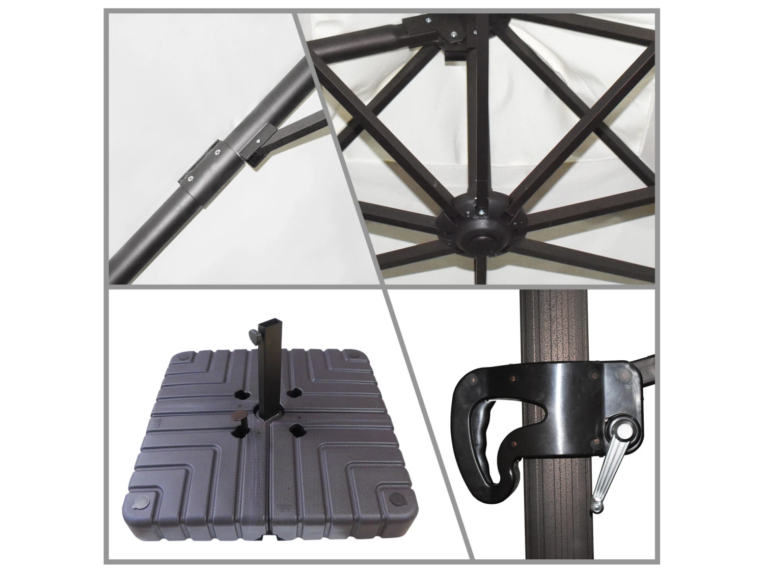 California Umbrella Quick Ship Cali Series 11 Foot Octagon Cantilever Aluminum Umbrella With Crank Lift System - Image 9