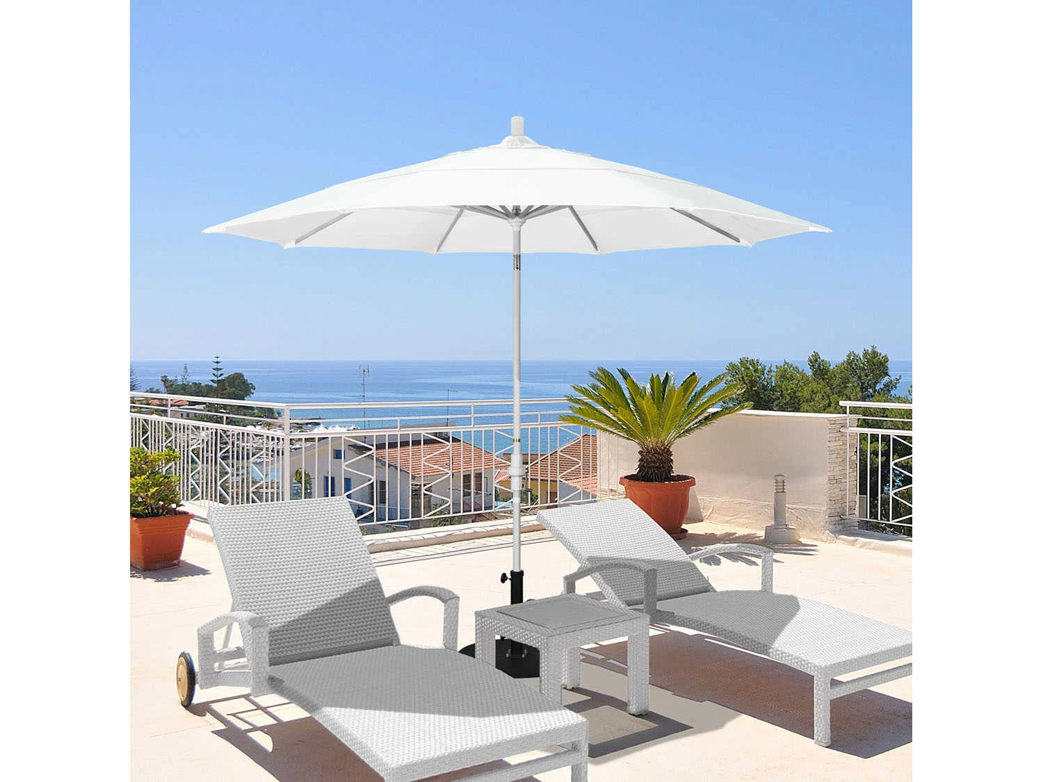 California Umbrella Quick Ship Golden State Series 11 Foot Octagon Market Aluminum Umbrella With Crank Lift System