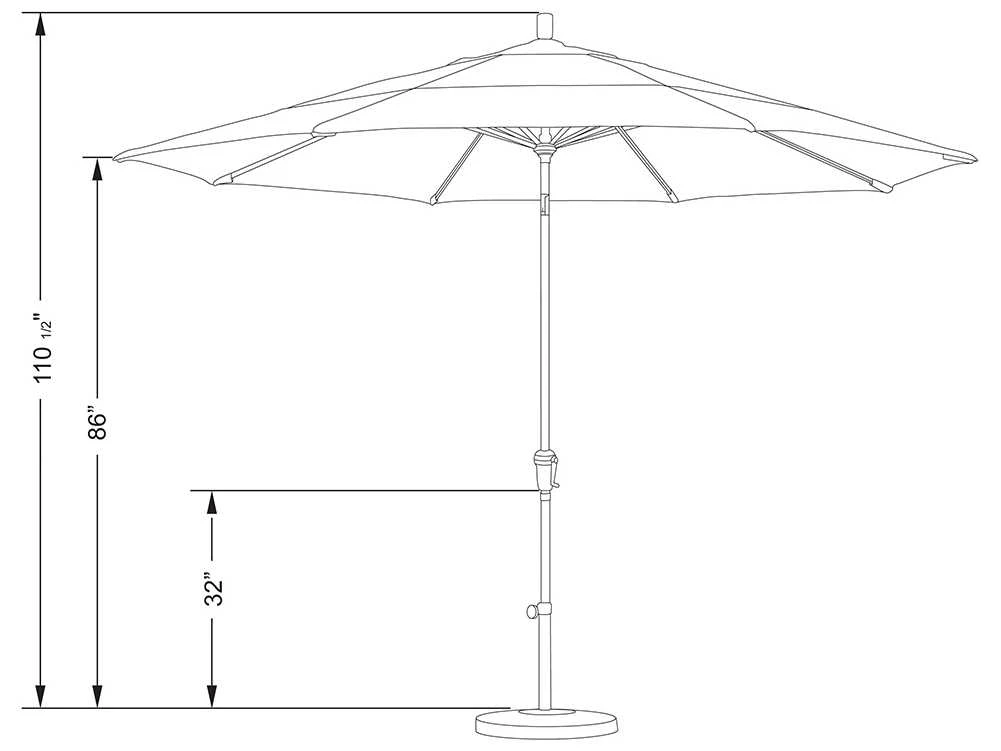 California Umbrella Quick Ship Sunset Series 11 Foot Octagon Market Aluminum Umbrella With Crank Lift System - Image 19