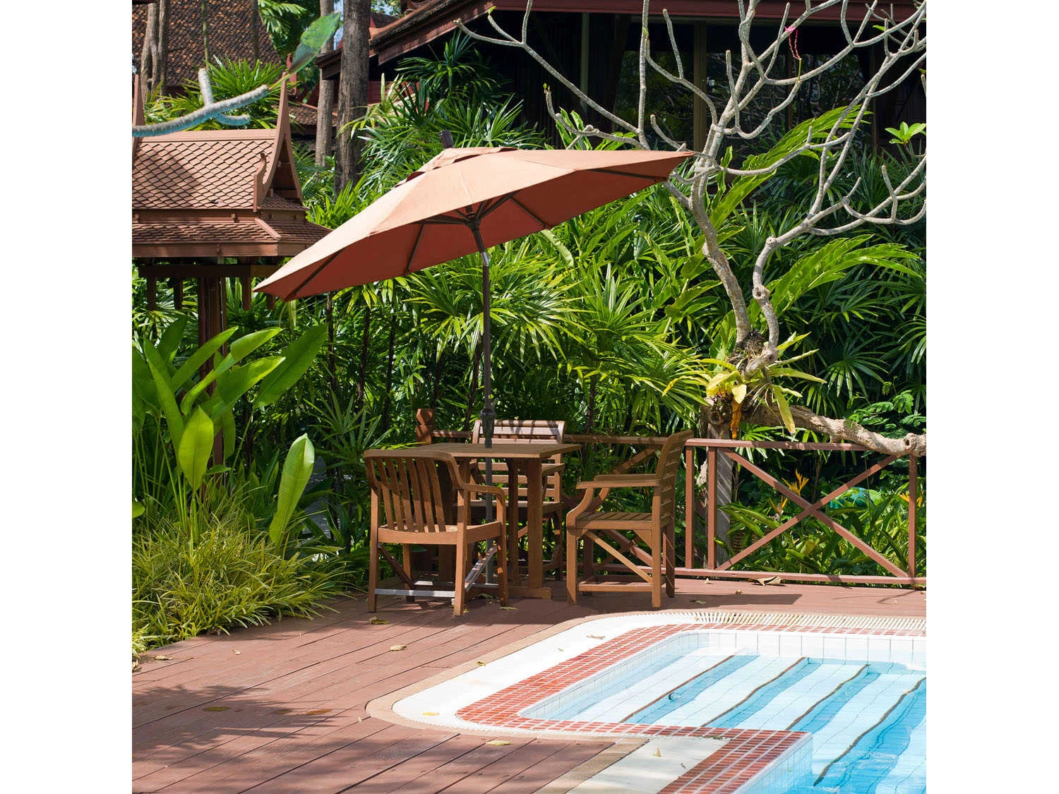 California Umbrella Custom Sunset Series 9 Foot Octagon Market Aluminum Umbrella With Crank Lift System - Image 2