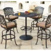 Darlee Outdoor Living Sedona Cast Aluminum 5-Piece Bar Set With Cushions And 42'' Round Pedestal Bar Table