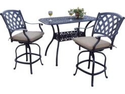 Darlee Outdoor Living Ocean View Cast Aluminum 3-Piece Counter Height Set With 26 X 52'' Rectangular Counter Table