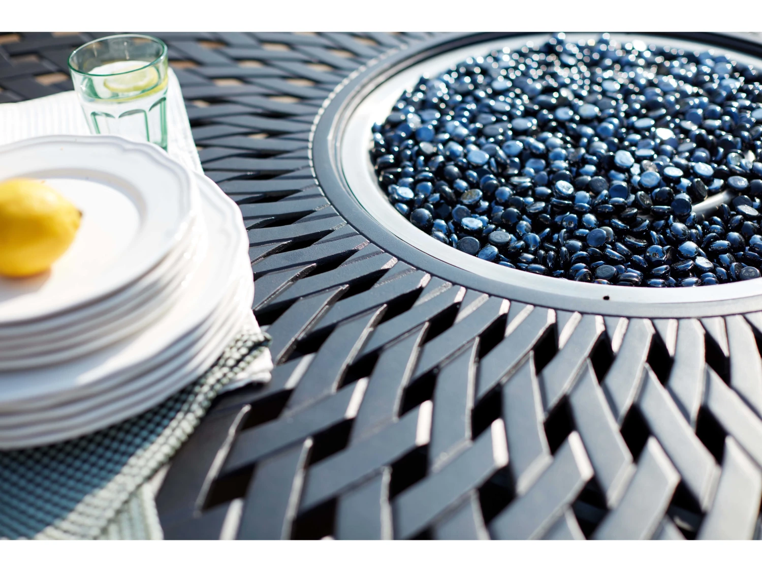 Darlee Outdoor Living Madison Cast Aluminum Antique Bronze 9 Piece Fire Pit Counter Set - Image 4