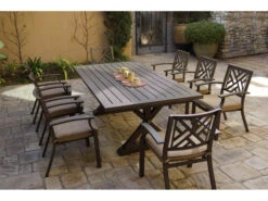 Darlee Outdoor Living Brooklyn Cast Aluminum Multi-Brown 9 Piece Dining Set With Cushions