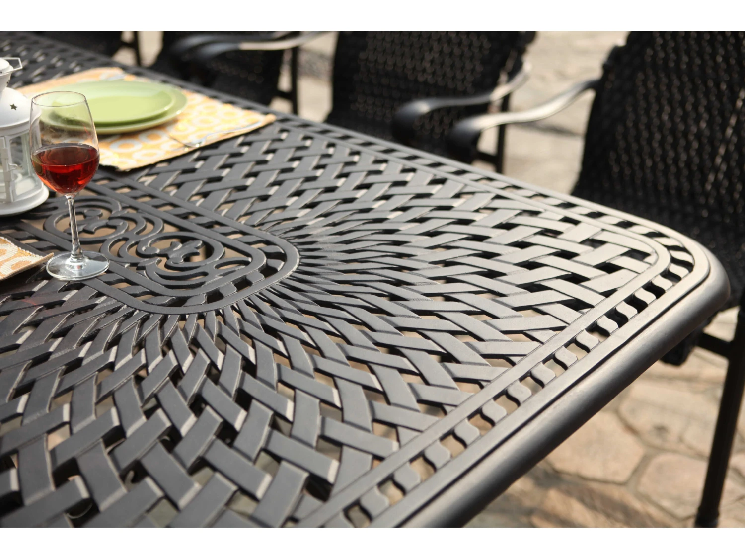 Darlee Outdoor Living Victoria Wicker Espresso 9 Piece Dining Set - Image 9