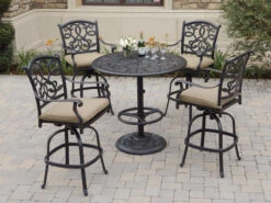 Darlee Outdoor Living Santa Monica Cast Aluminum Antique Bronze 5 Piece Bar Set