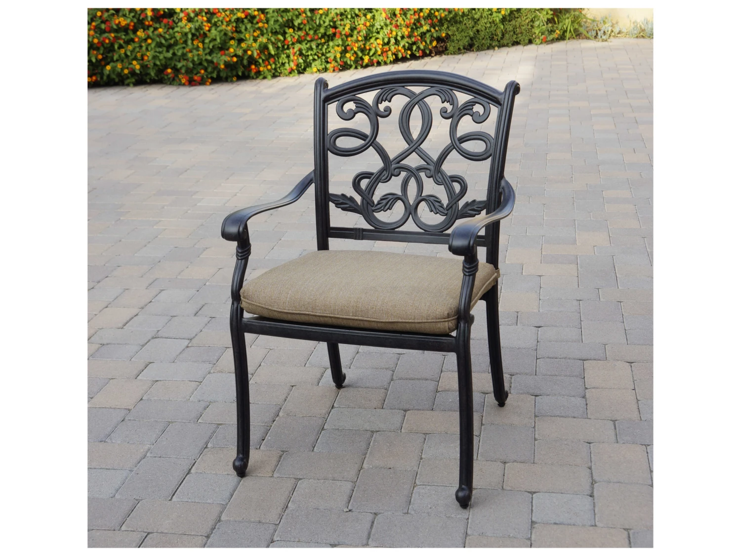 Darlee Outdoor Living Santa Monica Cast Aluminum Antique Bronze 7 Piece Dining Set - Image 4