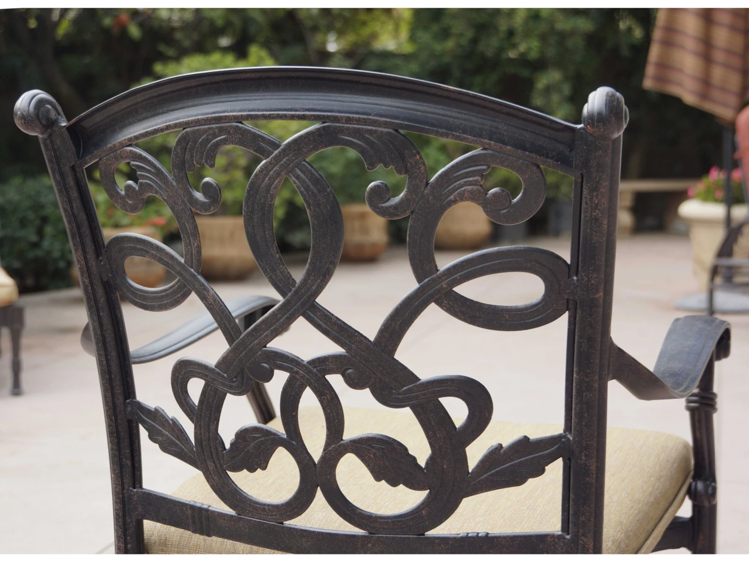 Darlee Outdoor Living Santa Monica Cast Aluminum Antique Bronze 7 Piece Dining Set - Image 8