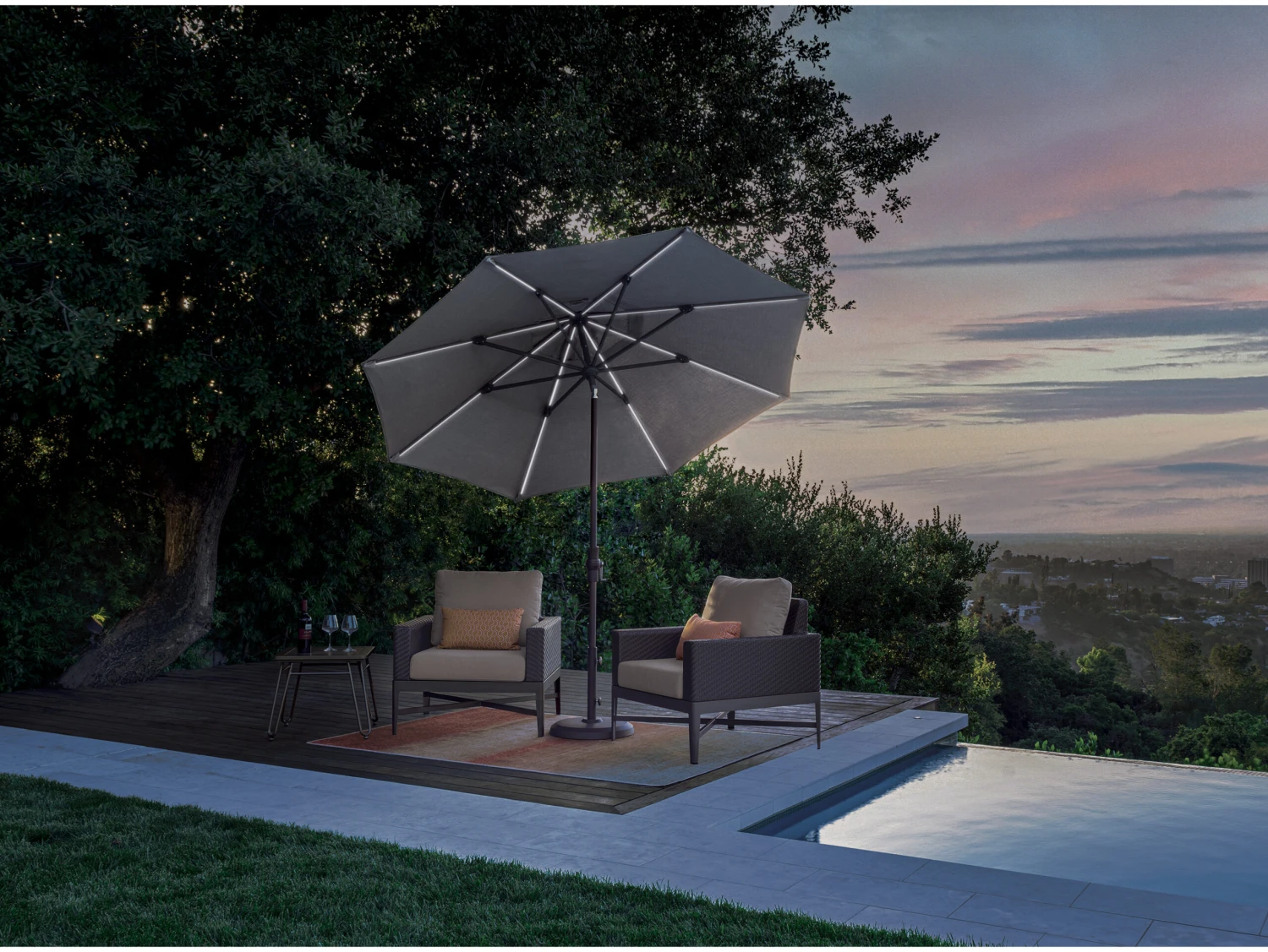 Treasure Garden QuickShip 9' Starlux Octagon Crank Lift Collar Tilt Umbrella - Image 2