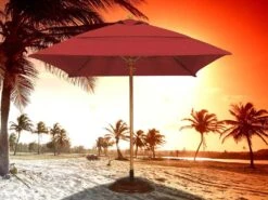 Fiberbuilt Bridgewater FiberTeak 7.5' Square Pulley Wood Umbrella