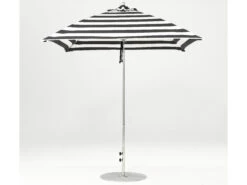 Frankford Monterey Fiberglass Market 7.5 Foot Wide Square Pulley Lift Umbrella - Nonstocked Striped Fabric