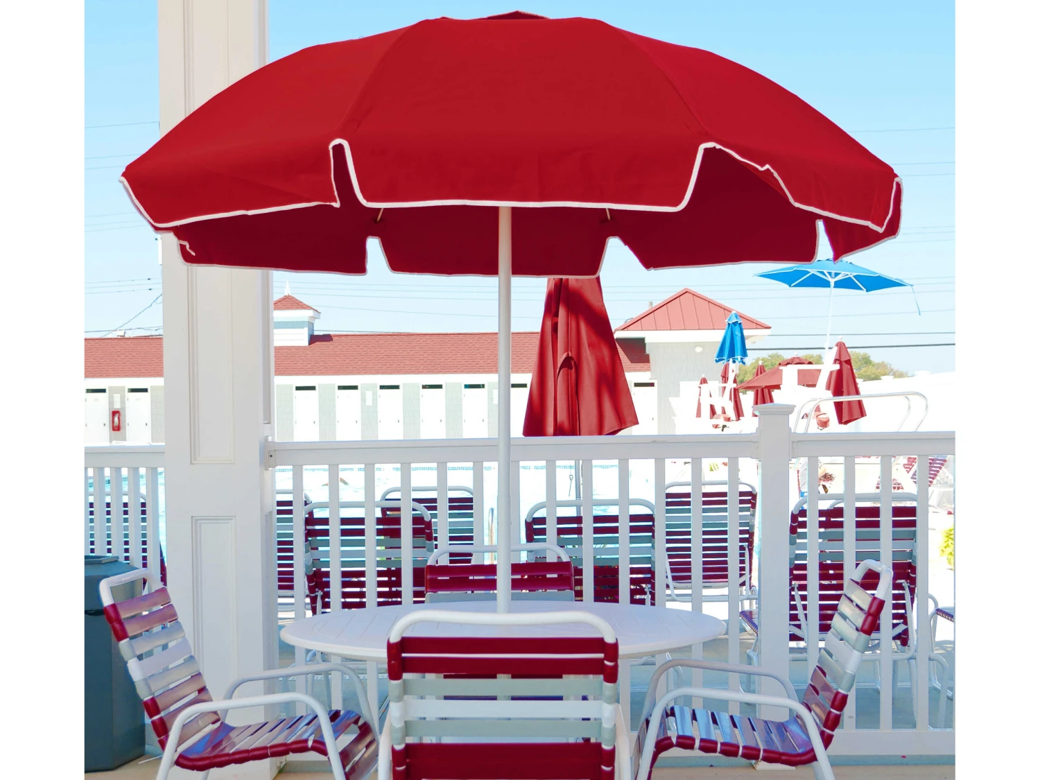 Frankford Quick Ship Catalina Fiberglass 7.5 Foot Wide Octagon Manual Lift Umbrella - Image 19