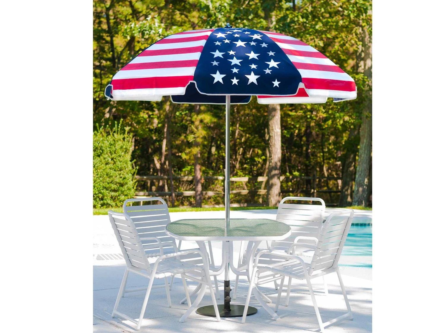 Frankford Quick Ship Laurel Steel Silver Anodized 7.5 Foot Wide Octagon Umbrella