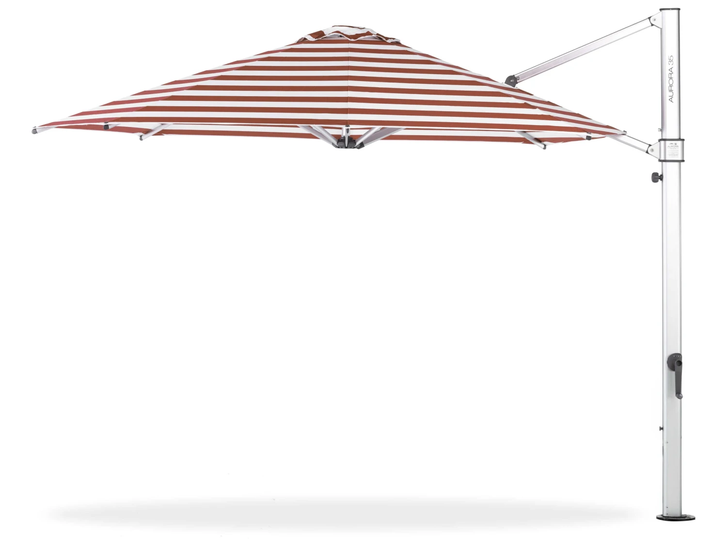 Frankford Aurora Premium Cantilever Aluminum Matte Silver 11 Foot Wide Octagon Crank Lift Umbrella - Nonstocked Striped Fabric - Image 3