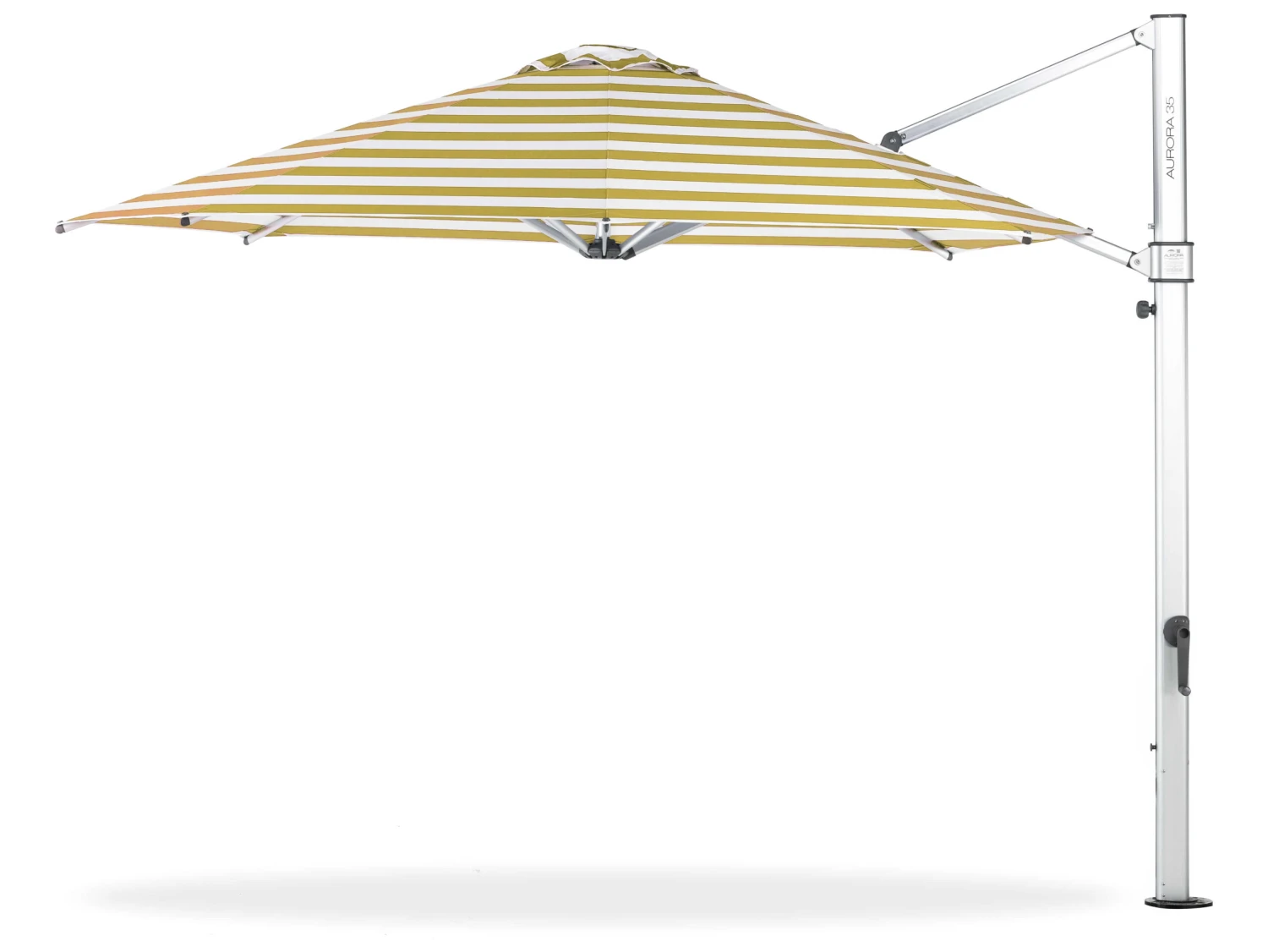 Frankford Aurora Premium Cantilever Aluminum Matte Silver 11 Foot Wide Octagon Crank Lift Umbrella - Nonstocked Striped Fabric - Image 5