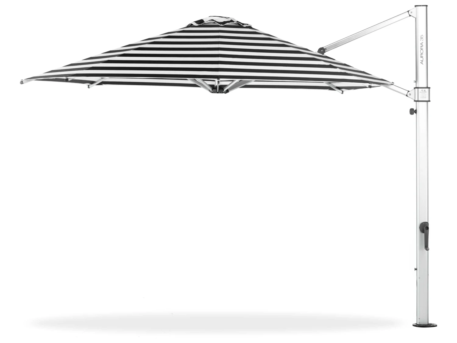 Frankford Aurora Premium Cantilever Aluminum Matte Silver 11 Foot Wide Octagon Crank Lift Umbrella - Nonstocked Striped Fabric - Image 6