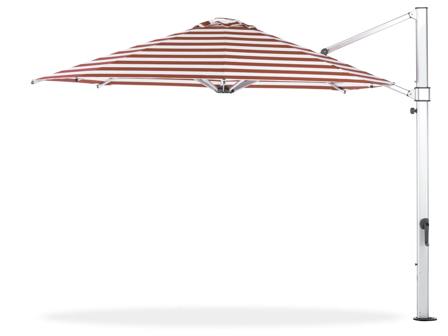 Frankford Aurora Stripe Cantilever Fiberglass Brushed Silver 13 Foot Octagon Crank Lift Infinity Tilt Umbrella - Image 4