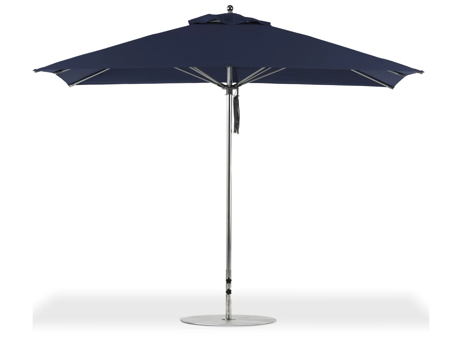 Frankford G-Series Monterey Market Aluminum Silver Anodized 11'' X 8.5'' Rectangular Double Pulley Lift Umbrella - Image 2