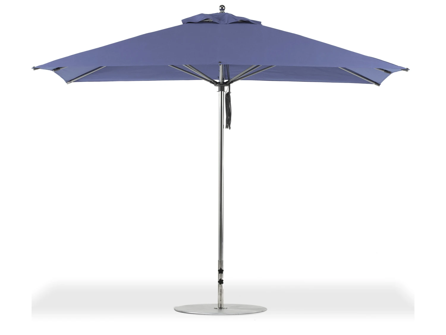 Frankford G-Series Monterey Market Aluminum Silver Anodized 11'' X 8.5'' Rectangular Double Pulley Lift Umbrella - Image 4