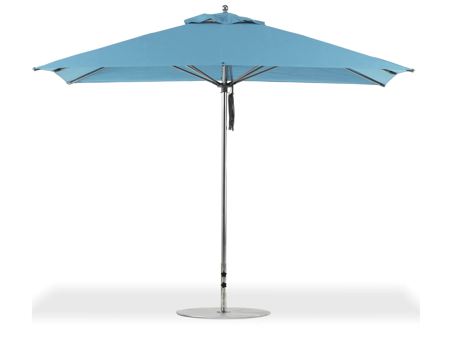 Frankford G-Series Monterey Market Aluminum Silver Anodized 11'' X 8.5'' Rectangular Double Pulley Lift Umbrella - Image 5
