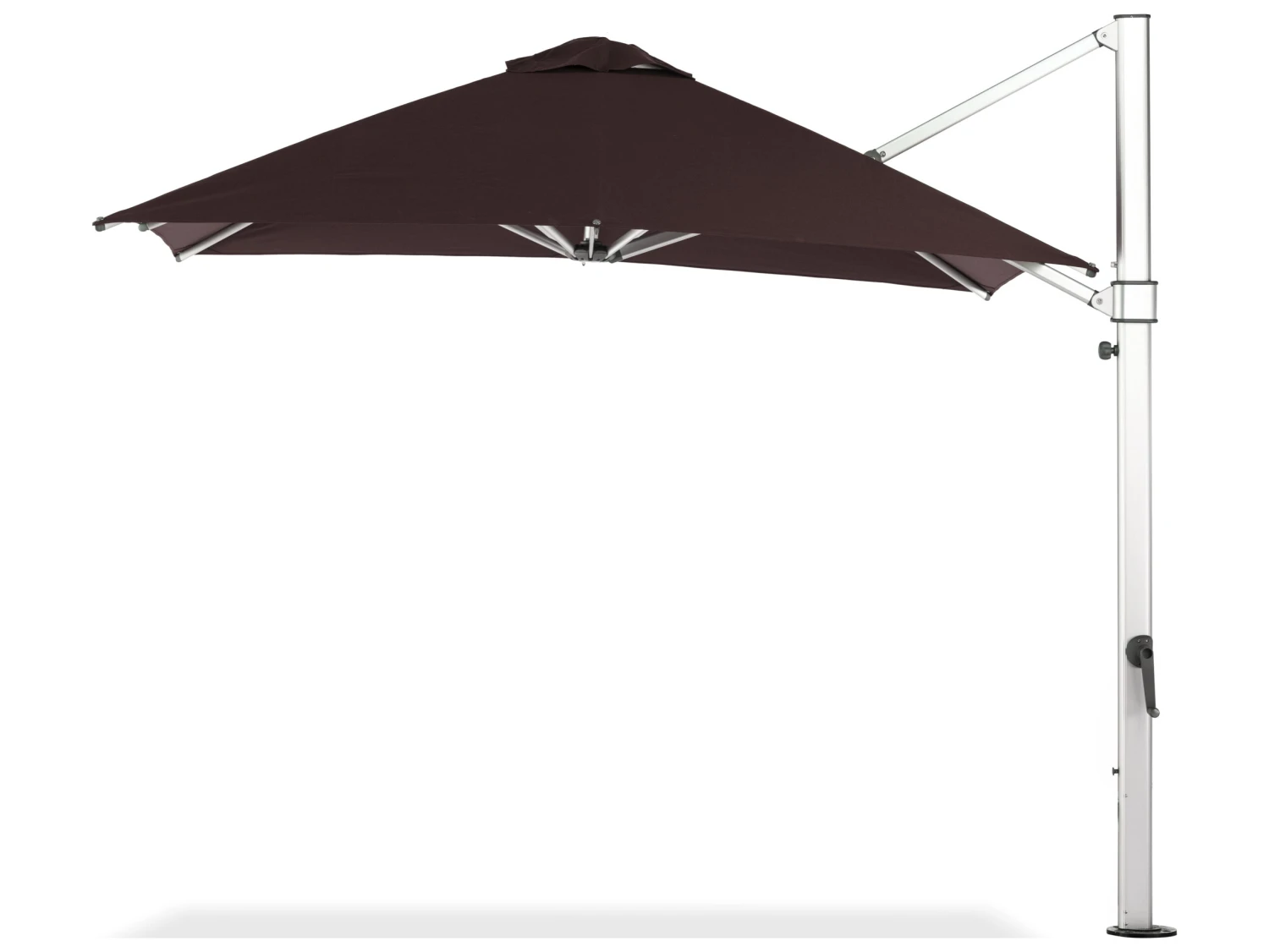 Frankford Aurora Custom Cantilever Fiberglass Brushed Silver 10 Foot Wide Square Crank Lift Infinity Tilt Umbrella - Image 11