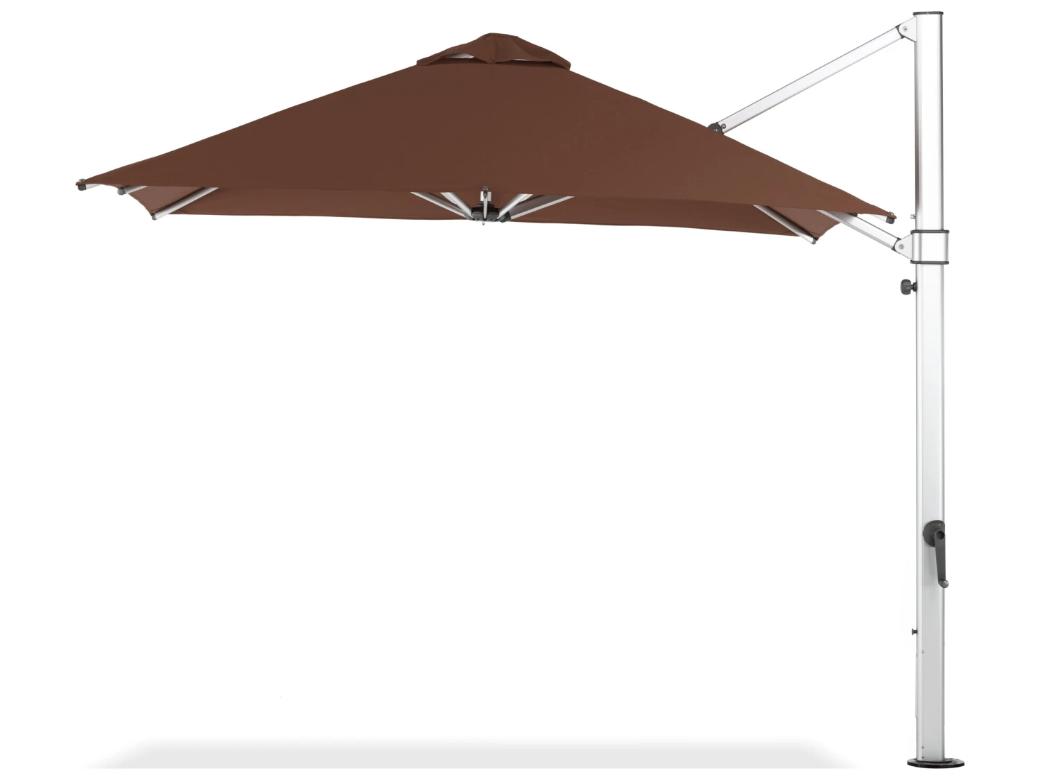 Frankford Aurora Custom Cantilever Fiberglass Brushed Silver 10 Foot Wide Square Crank Lift Infinity Tilt Umbrella - Image 13