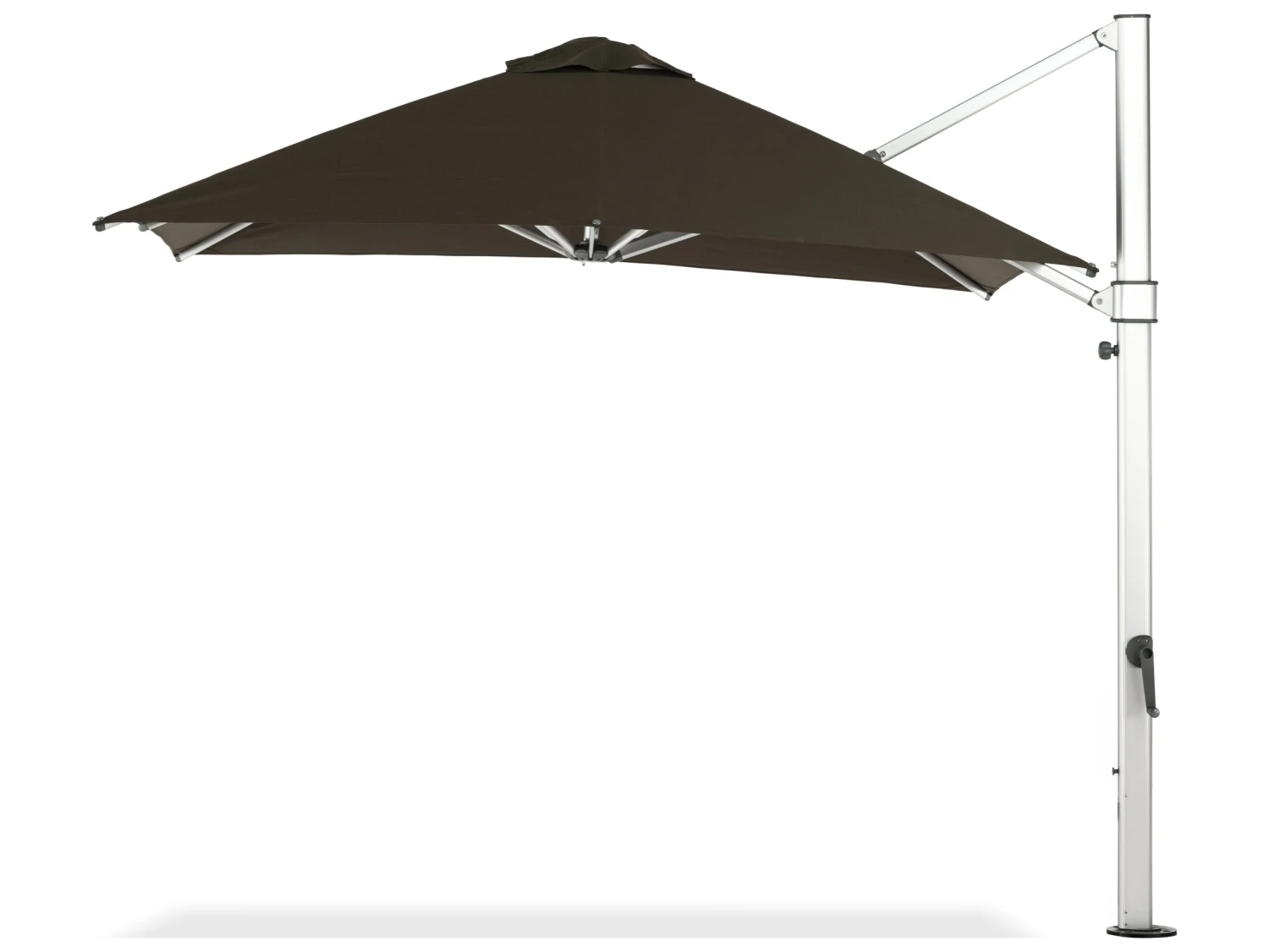 Frankford Aurora Custom Cantilever Fiberglass Brushed Silver 10 Foot Wide Square Crank Lift Infinity Tilt Umbrella - Image 15