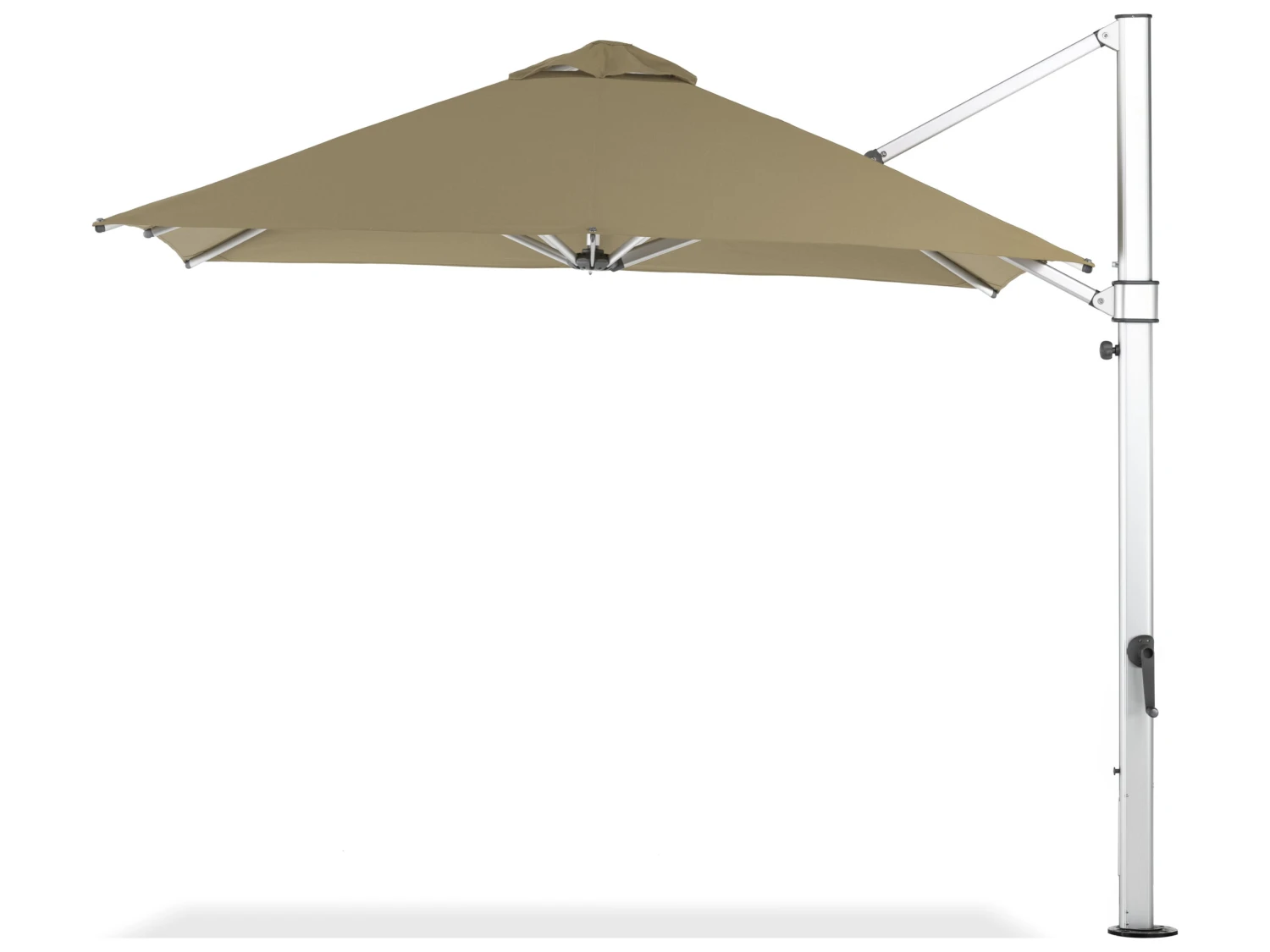 Frankford Aurora Custom Cantilever Fiberglass Brushed Silver 10 Foot Wide Square Crank Lift Infinity Tilt Umbrella - Image 16