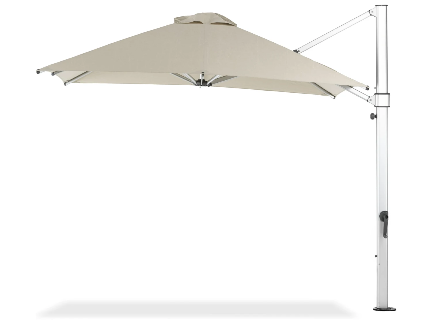 Frankford Aurora Custom Cantilever Fiberglass Brushed Silver 10 Foot Wide Square Crank Lift Infinity Tilt Umbrella - Image 17