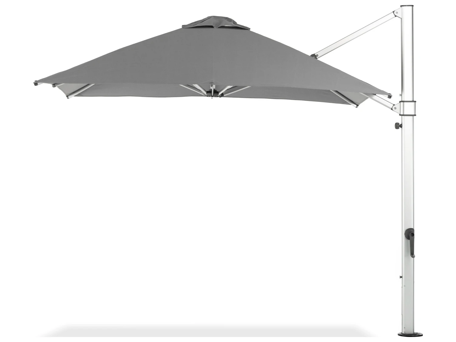 Frankford Aurora Custom Cantilever Fiberglass Brushed Silver 10 Foot Wide Square Crank Lift Infinity Tilt Umbrella - Image 18
