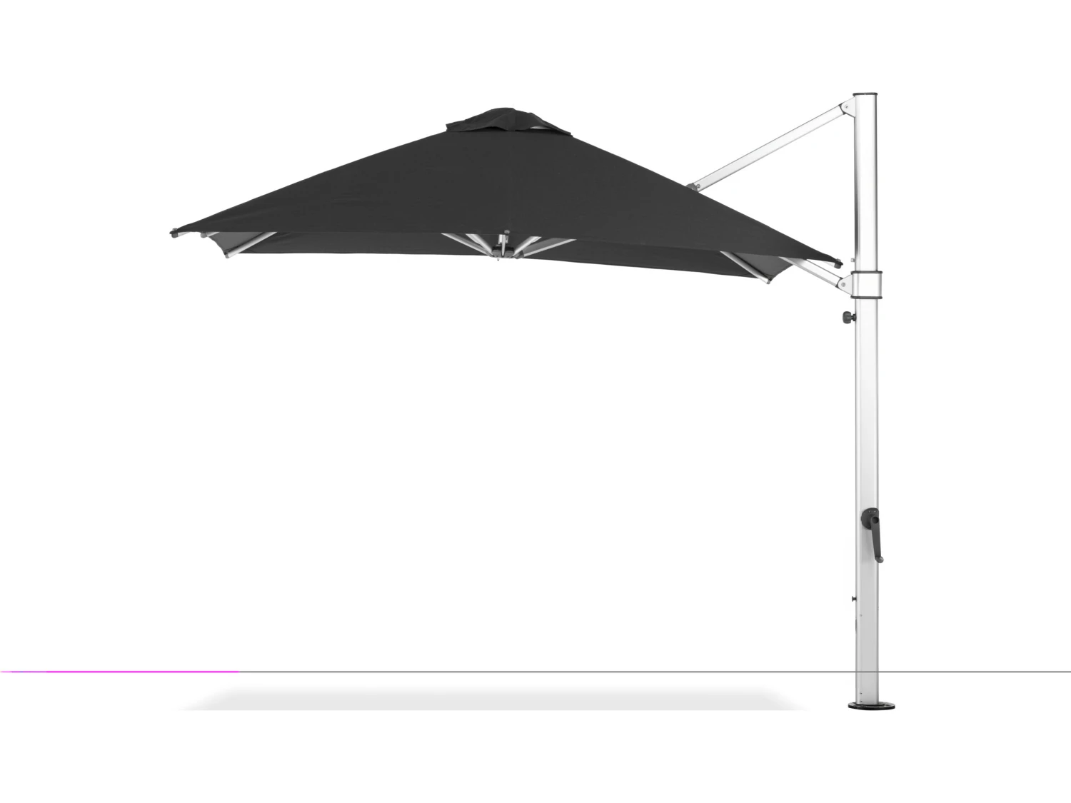 Frankford Aurora Custom Cantilever Fiberglass Brushed Silver 10 Foot Wide Square Crank Lift Infinity Tilt Umbrella - Image 19