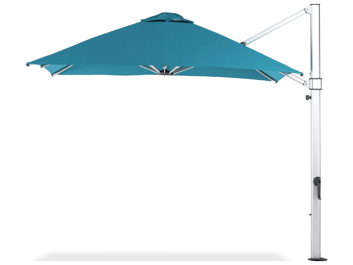 Frankford Aurora Custom Cantilever Fiberglass Brushed Silver 10 Foot Wide Square Crank Lift Infinity Tilt Umbrella - Image 7