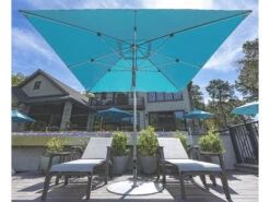 Frankford G-Series Aluminum Market Silver Anodized 10 Foot Wide Square Double Pulley Lift Umbrella