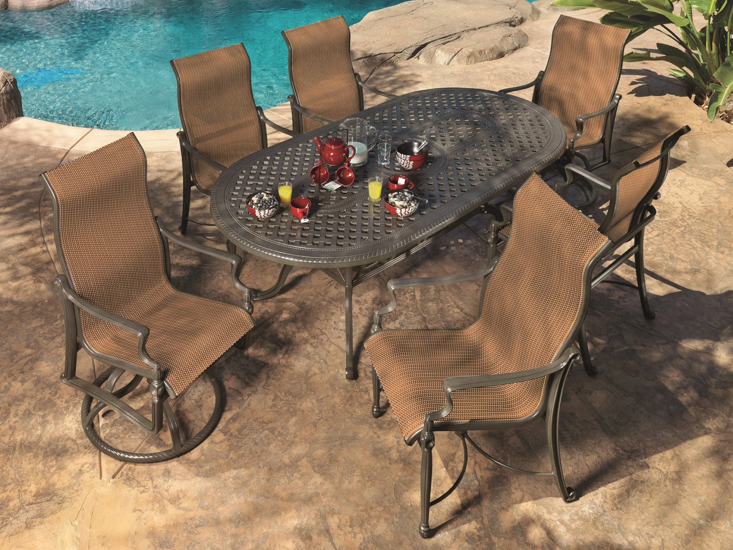 Gensun Bel Air Sling Cast Aluminum Dining Set
