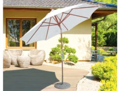Galtech Quick Ship Teak 9 Foot Crank Lift Rotational Tilt Umbrella